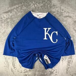 Kansas City Royals Majestic Blue/White On-Field MLB Batting Jersey Size Medium